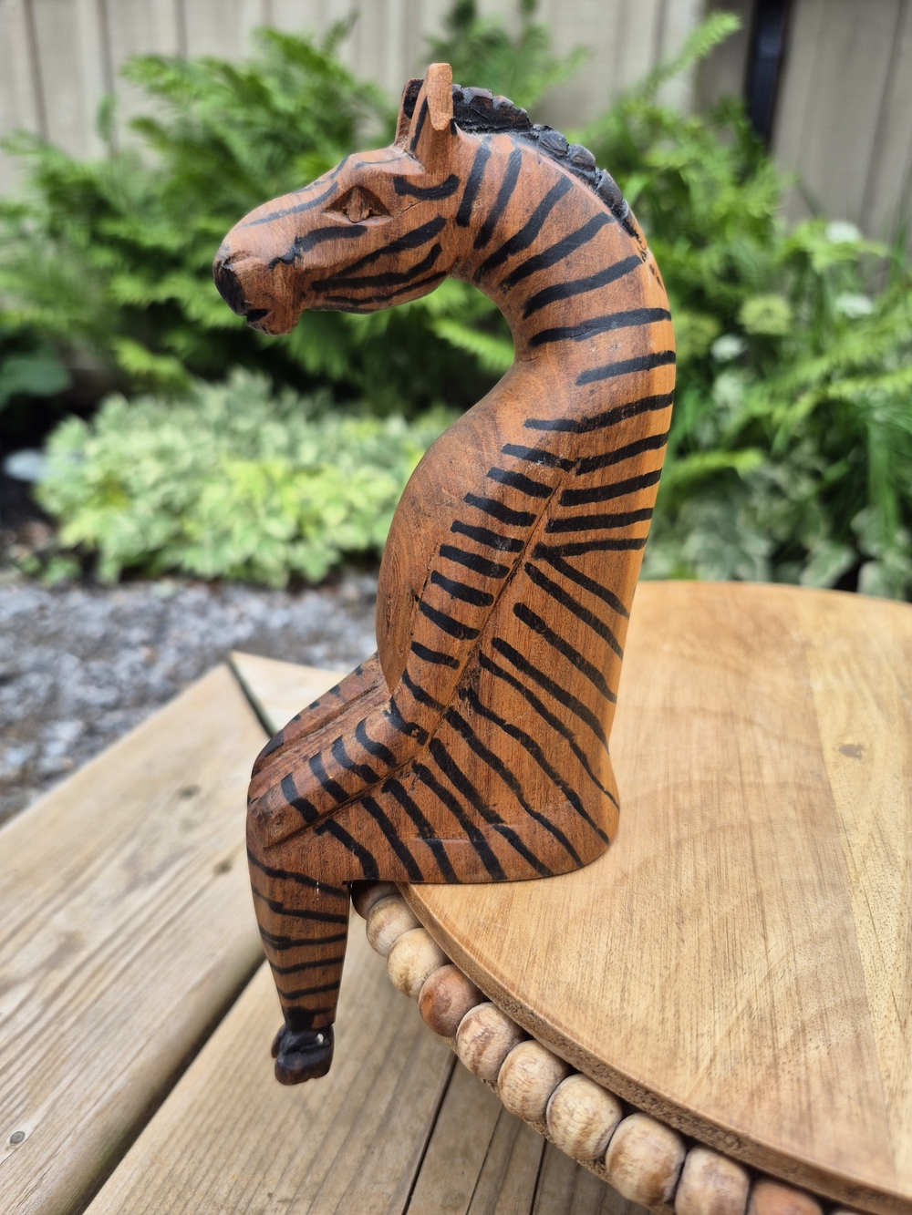 Hand-Carved Wooden Zebra Shelf Sitter Figure – African Folk Art Decor